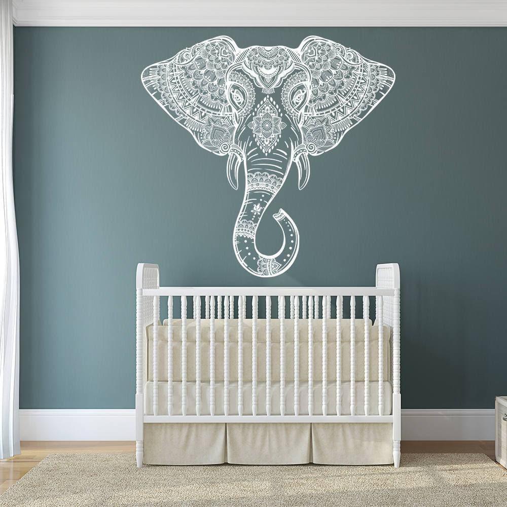 Elephant Head Wall Vinyl Sticker Art - Thumbnail 2