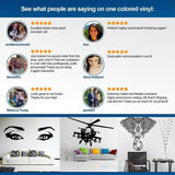 Customer testimonials for one colored vinyl stickers with decorative home interiors.