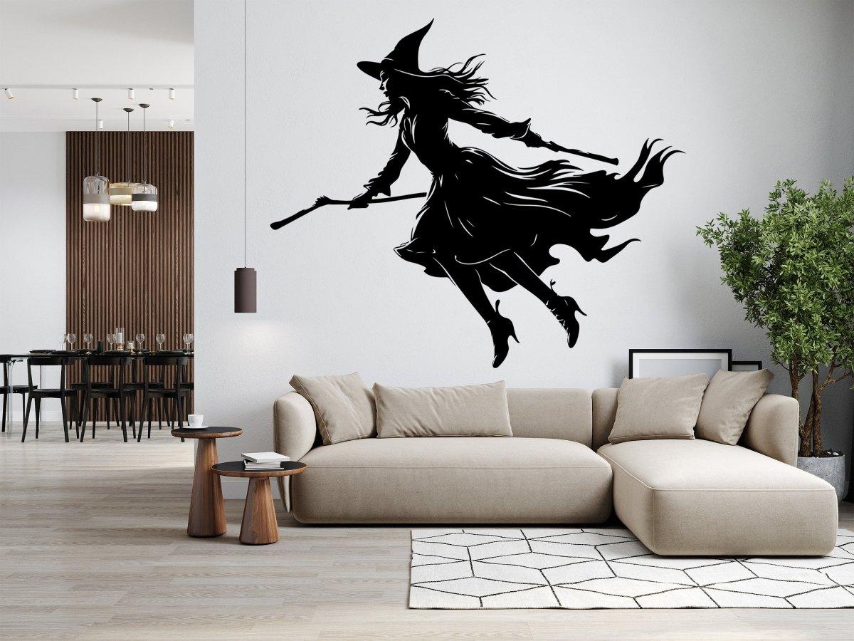 Halloween Witch Broom Silhouette Decal