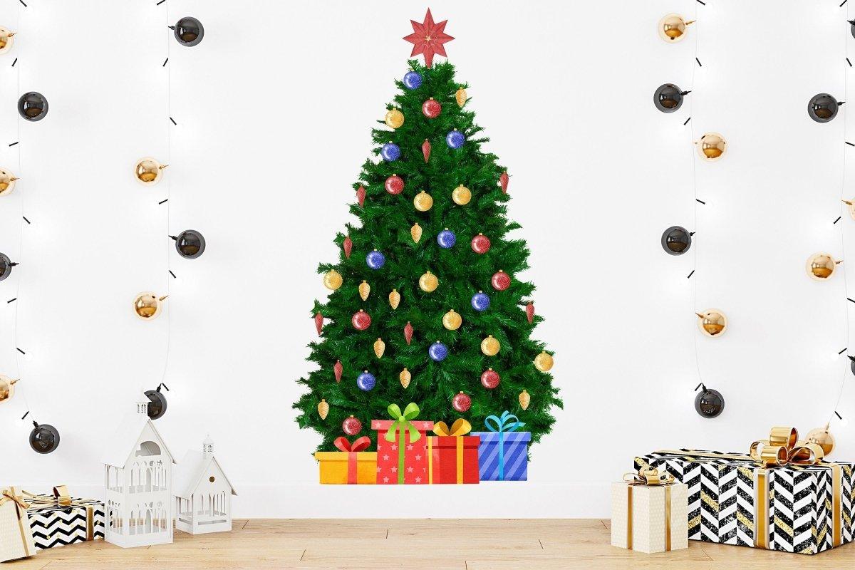 Festive Pine Wall Decal - Holiday Christmas Tree Ornament Decoration - Thumbnail 2