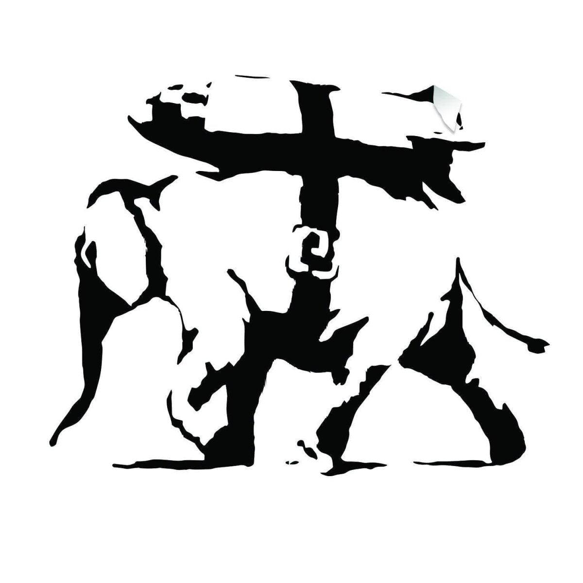 Majestic elephant graffiti style vinyl sticker showcasing a bold, artistic design perfect for wall decor.