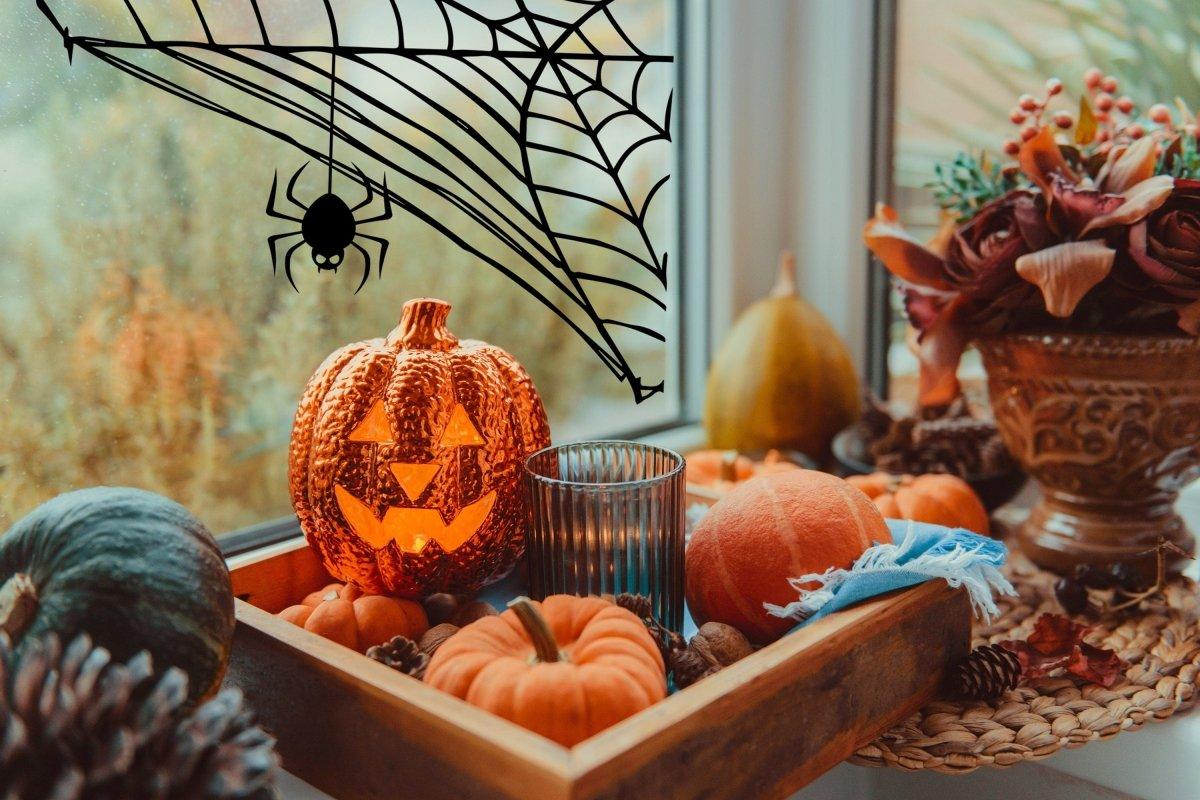 Halloween Spider Web Wall Decal Corner Sticker - Thumbnail 2