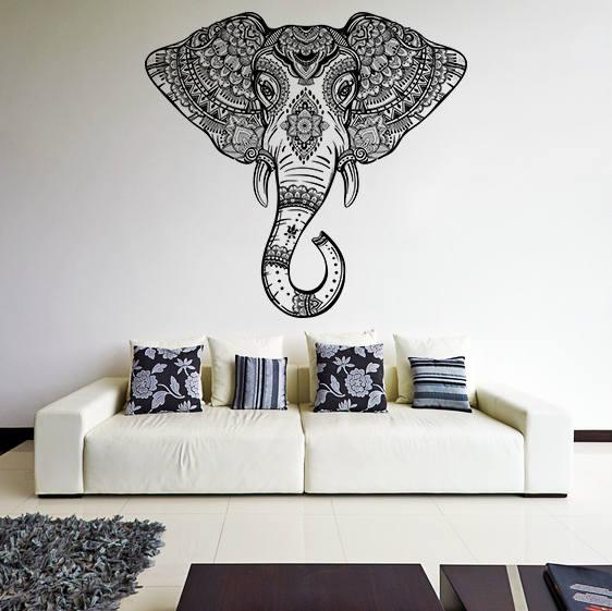Elephant Head Wall Vinyl Sticker Art