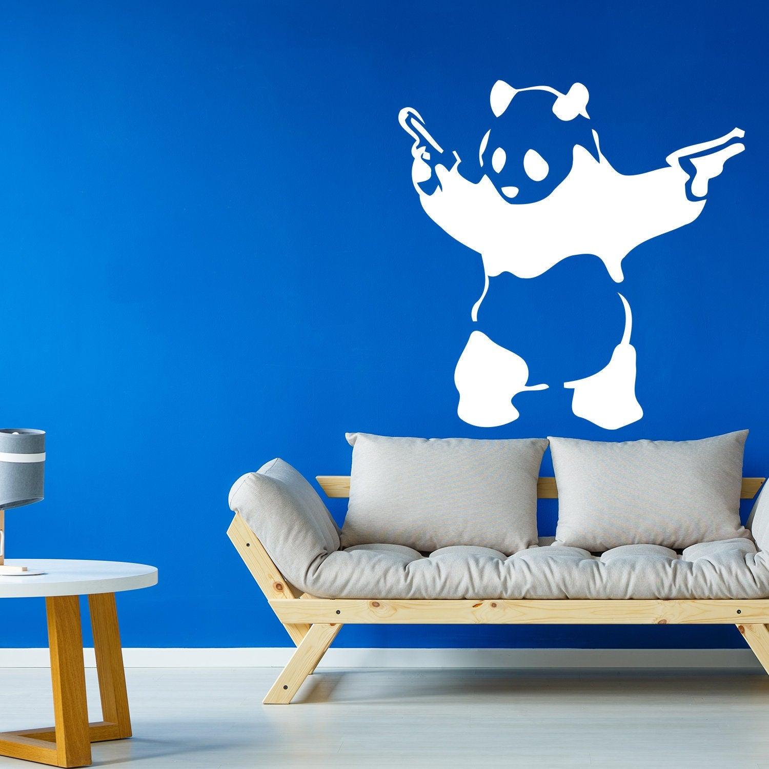 Banksy Panda With Shooting Guns Wall Sticker - Thumbnail 2