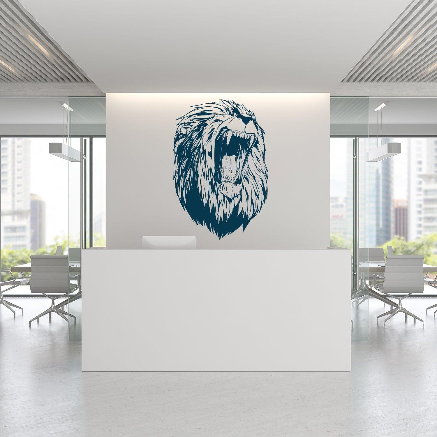 Lion Head Wall Vinyl Sticker - Roar Animal King Face Decal
