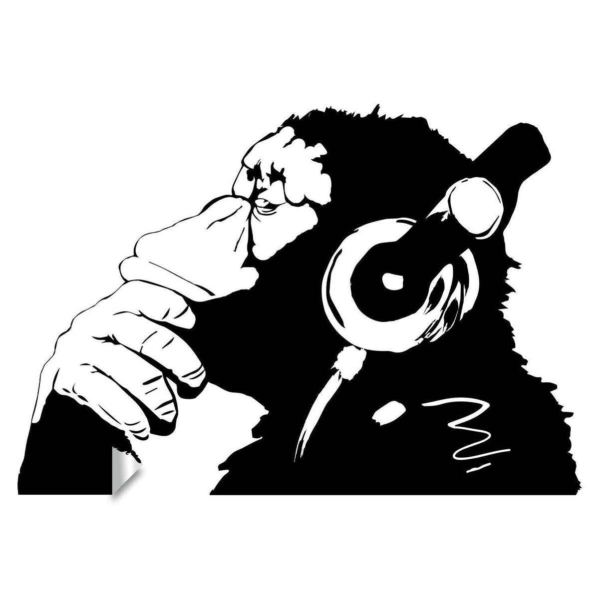 Thinking Sticker Monkey Banksy Thinking Monkey Wall Sticker - Vinyl Art Print – Decords