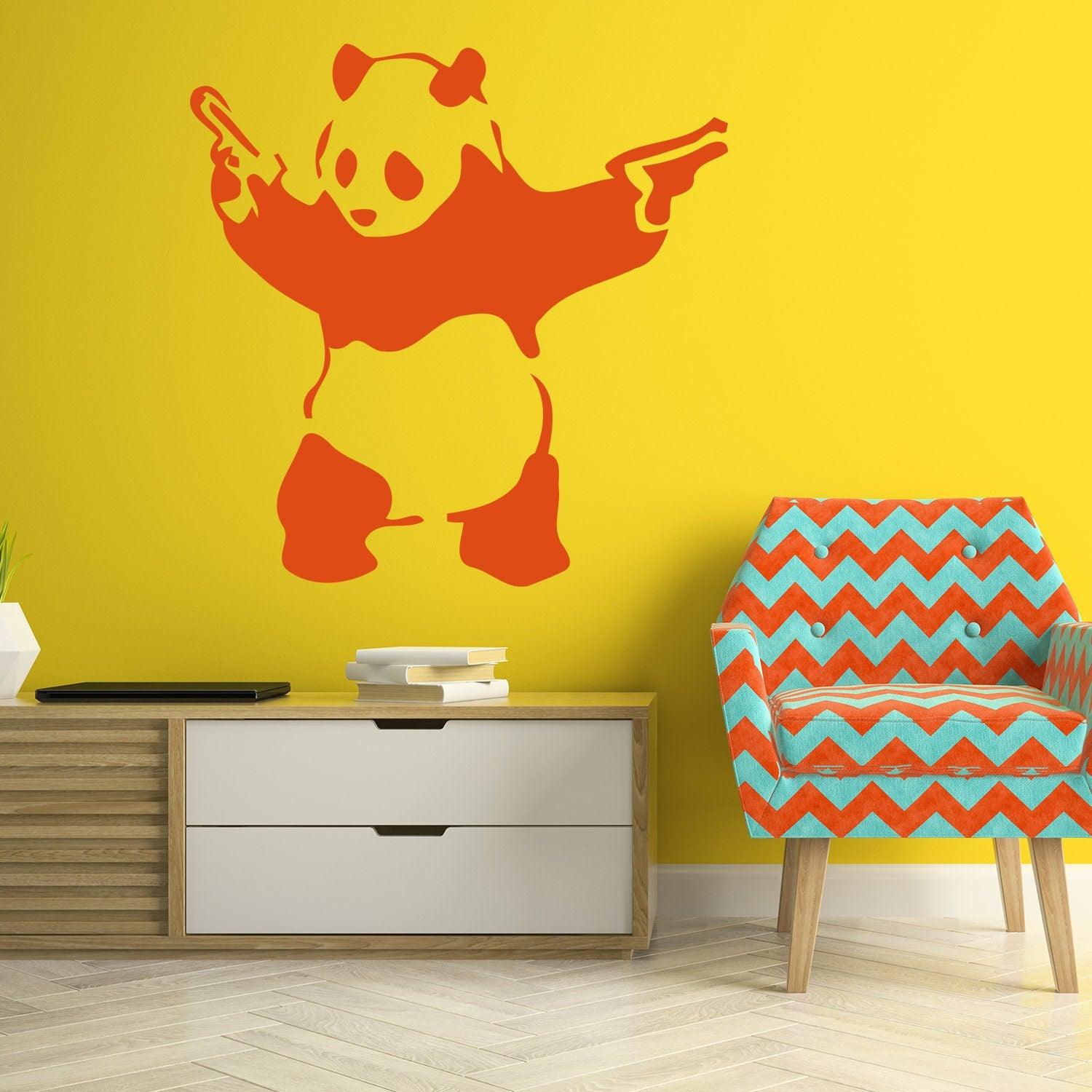 Banksy Panda With Shooting Guns Wall Sticker