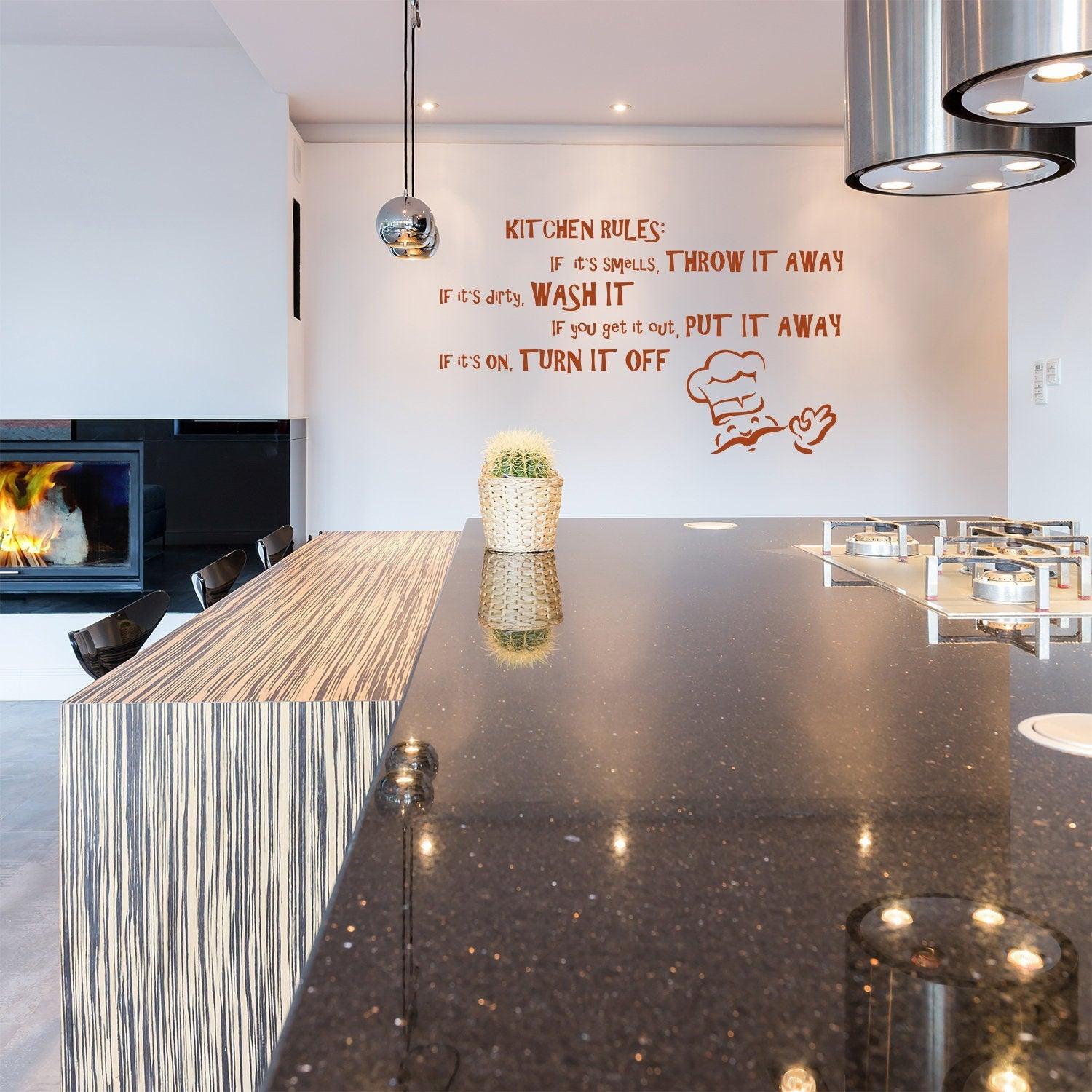 Family Kitchen Rule Quote Wall Sticker