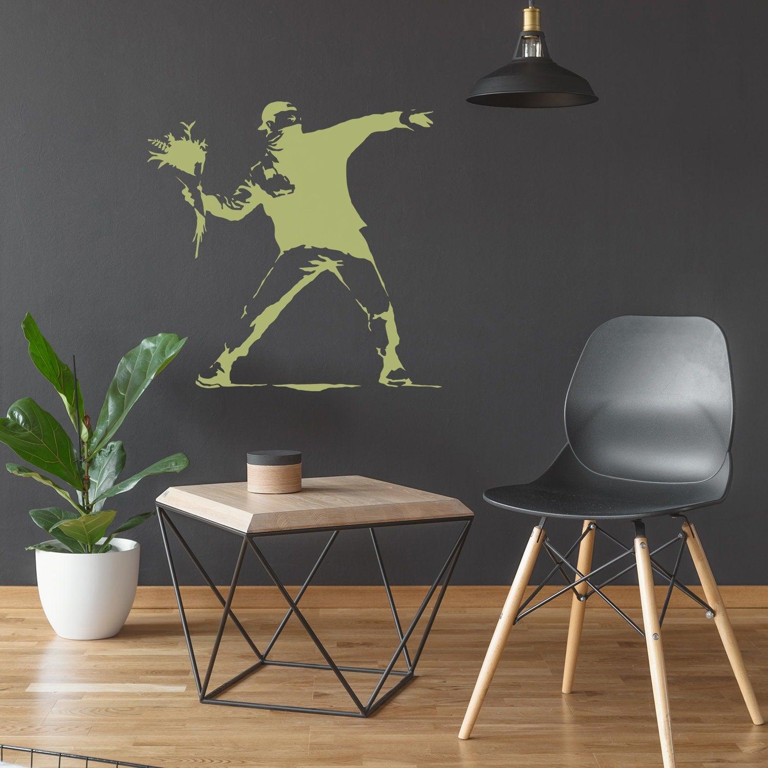 Banksy Flower Throw Me Wall Sticker - Thumbnail 3