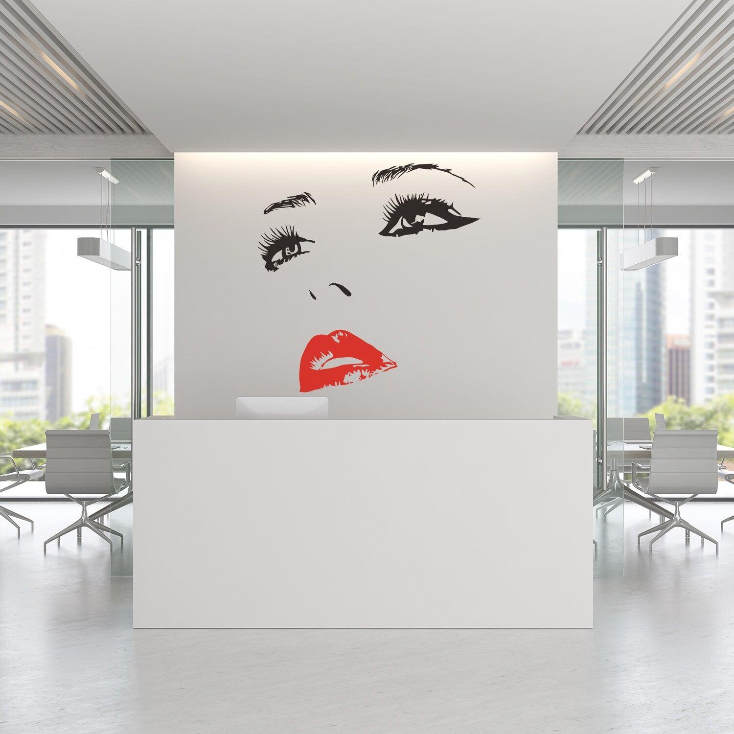Woman Face Black Wall Vinyl Sticker - Thumbnail 4