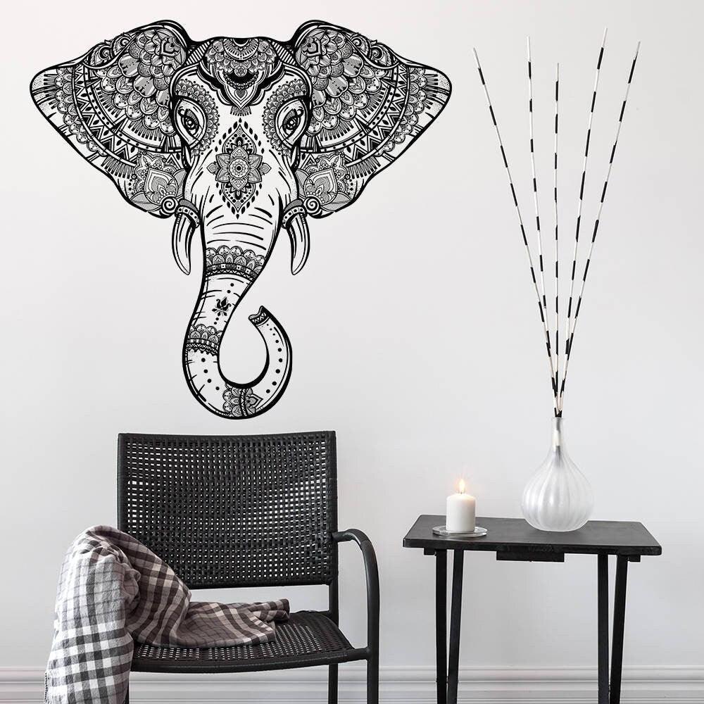 Elephant Head Wall Vinyl Sticker Art - Thumbnail 4