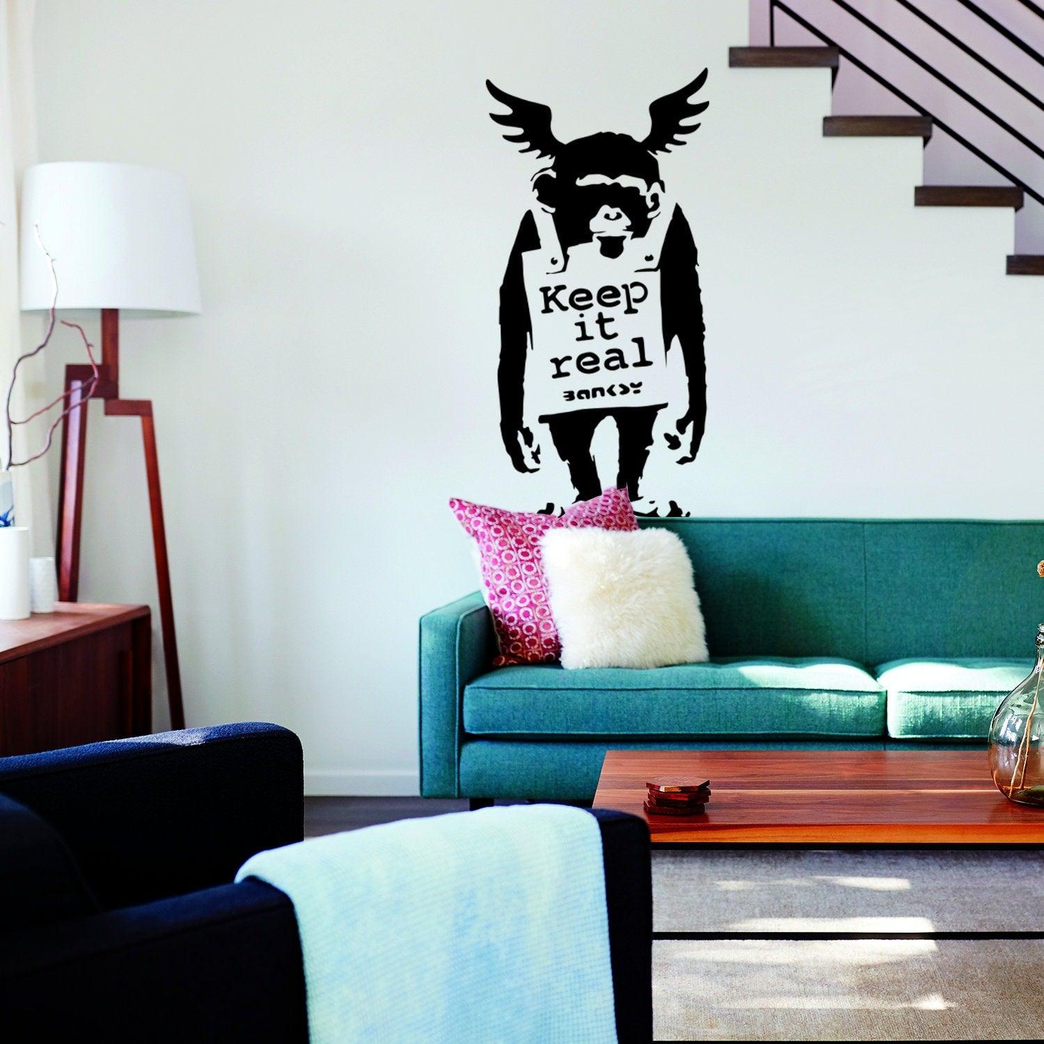 Banksy Laugh Now Monkey Wall Sticker - Thumbnail 2