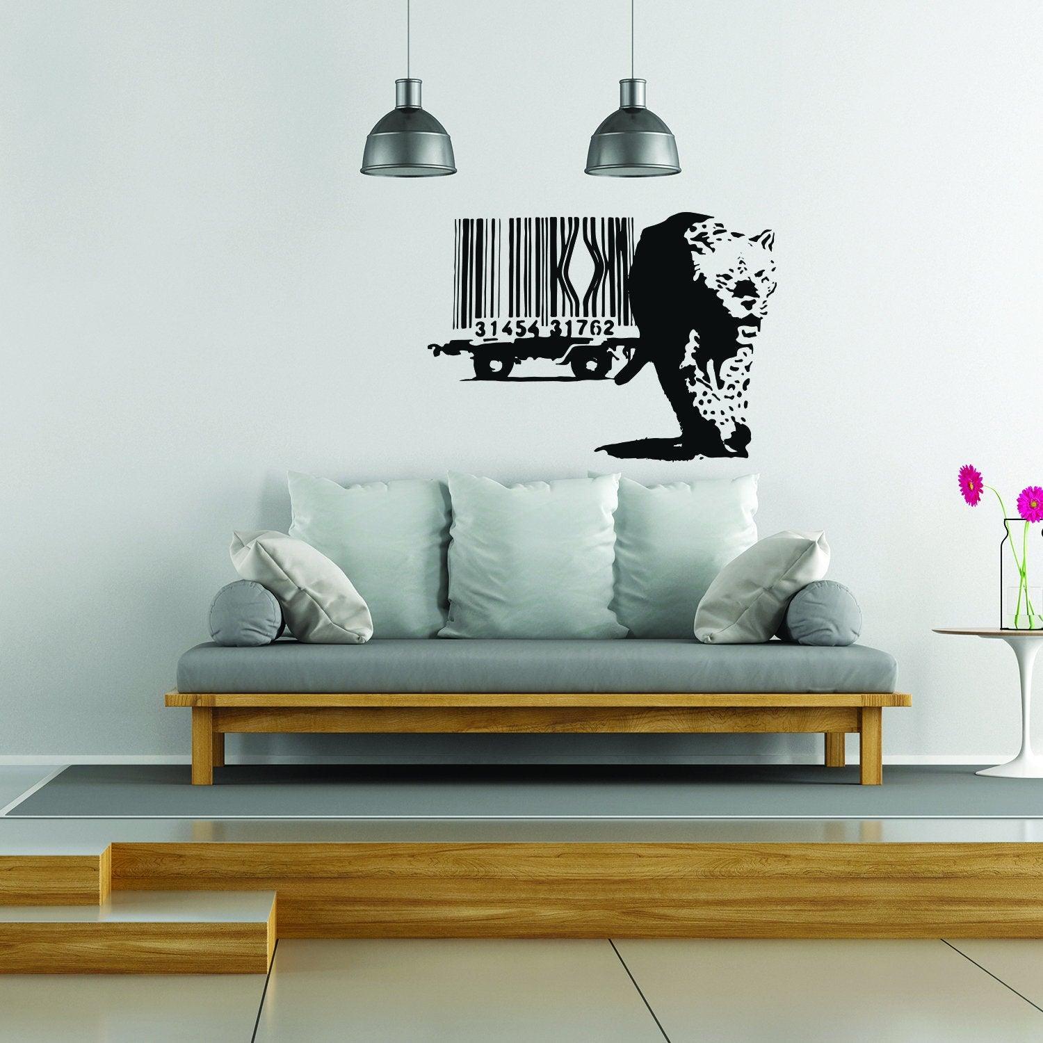 Banksy Leopard Barcode Wall Sticker
