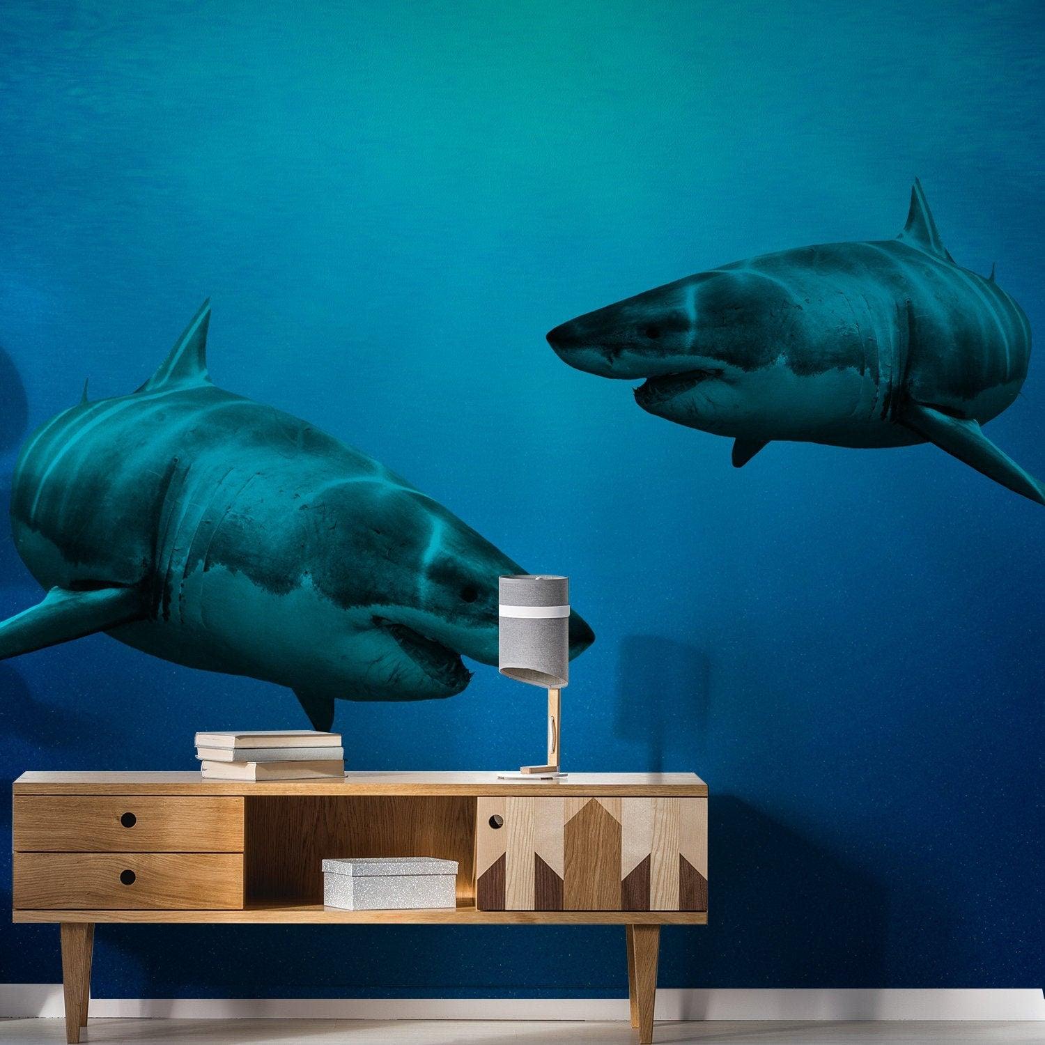 Wallpaper Shark Decor Sticker 3D Underwater Ocean Wall Stickers - Thumbnail 3