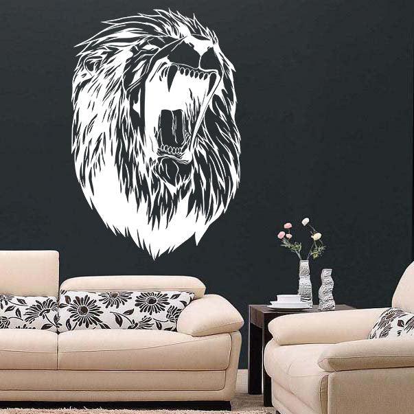 Lion Head Wall Decal Decor - Large Wild Lions Vinyl Sticker - Thumbnail 4