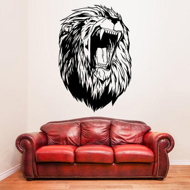 Lion Head Wall Decal Decor - Large Wild Lions Vinyl Sticker - Thumbnail 2