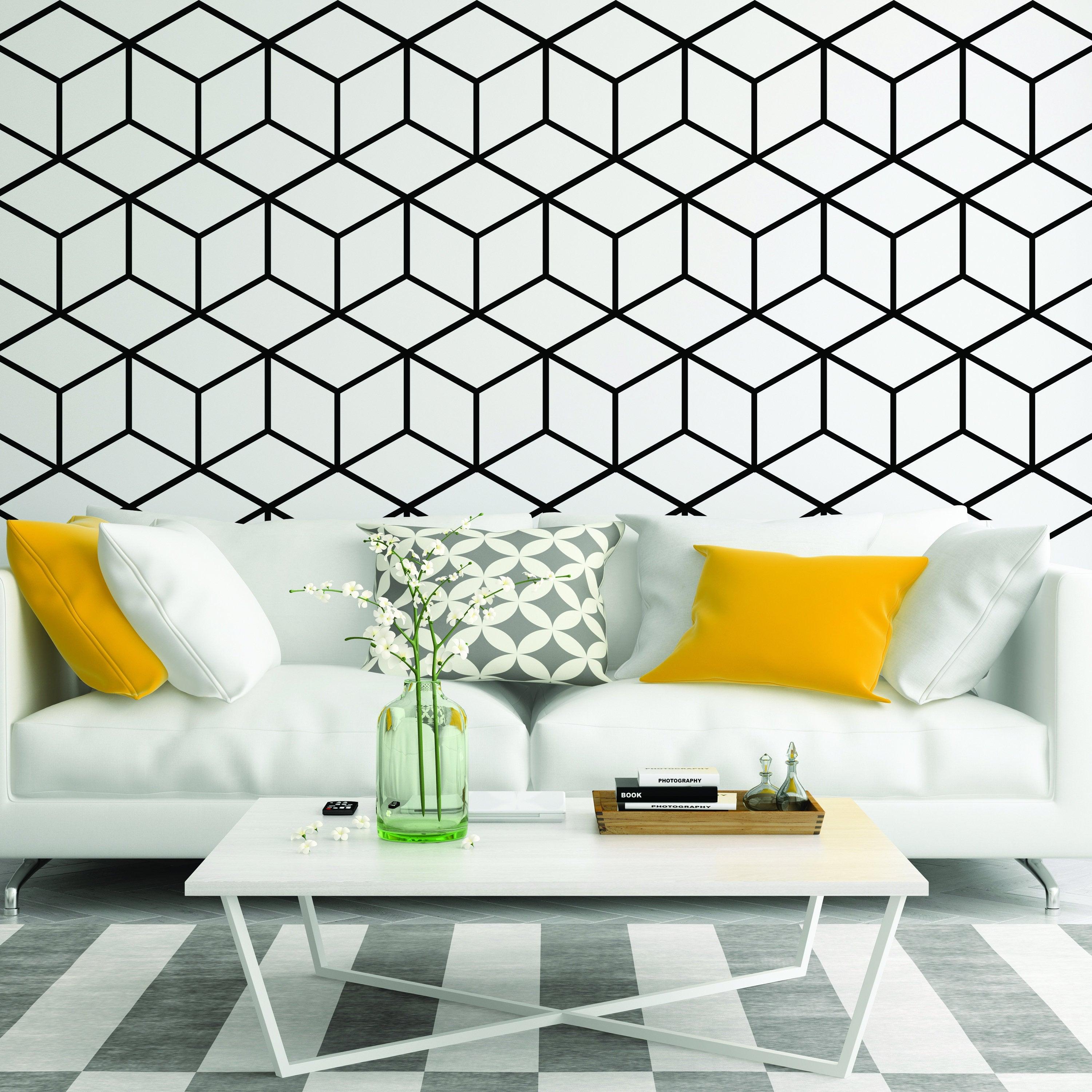 Geometric Wall Mural Decal - Hexagon Honeycomb Vinyl Sticker