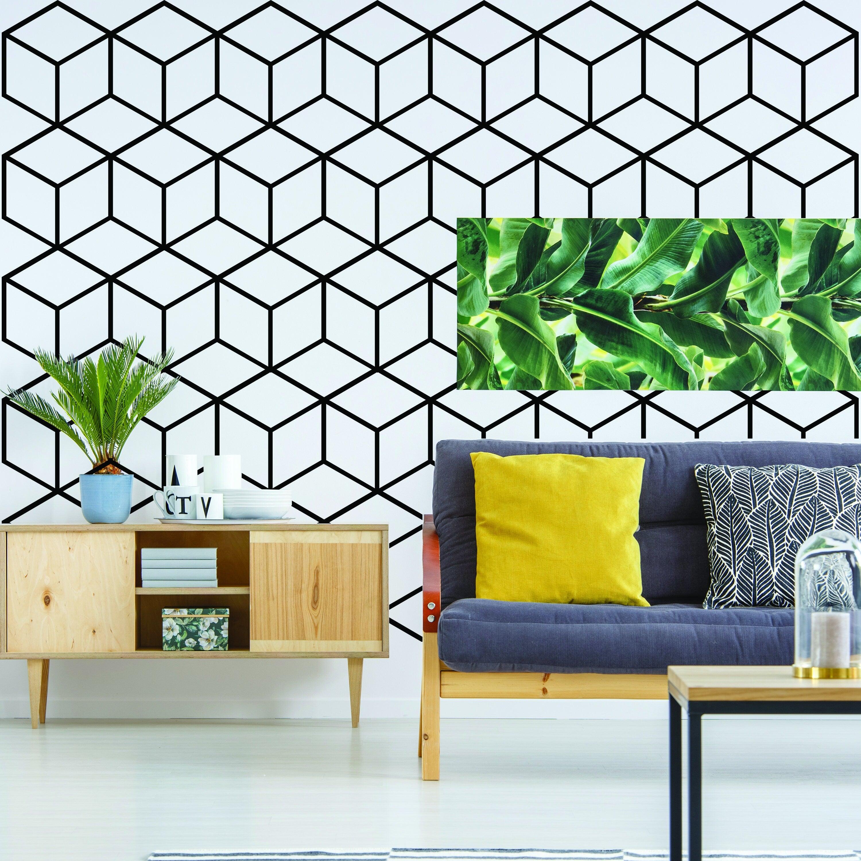Geometric Wall Mural Decal - Hexagon Honeycomb Vinyl Sticker - Thumbnail 4