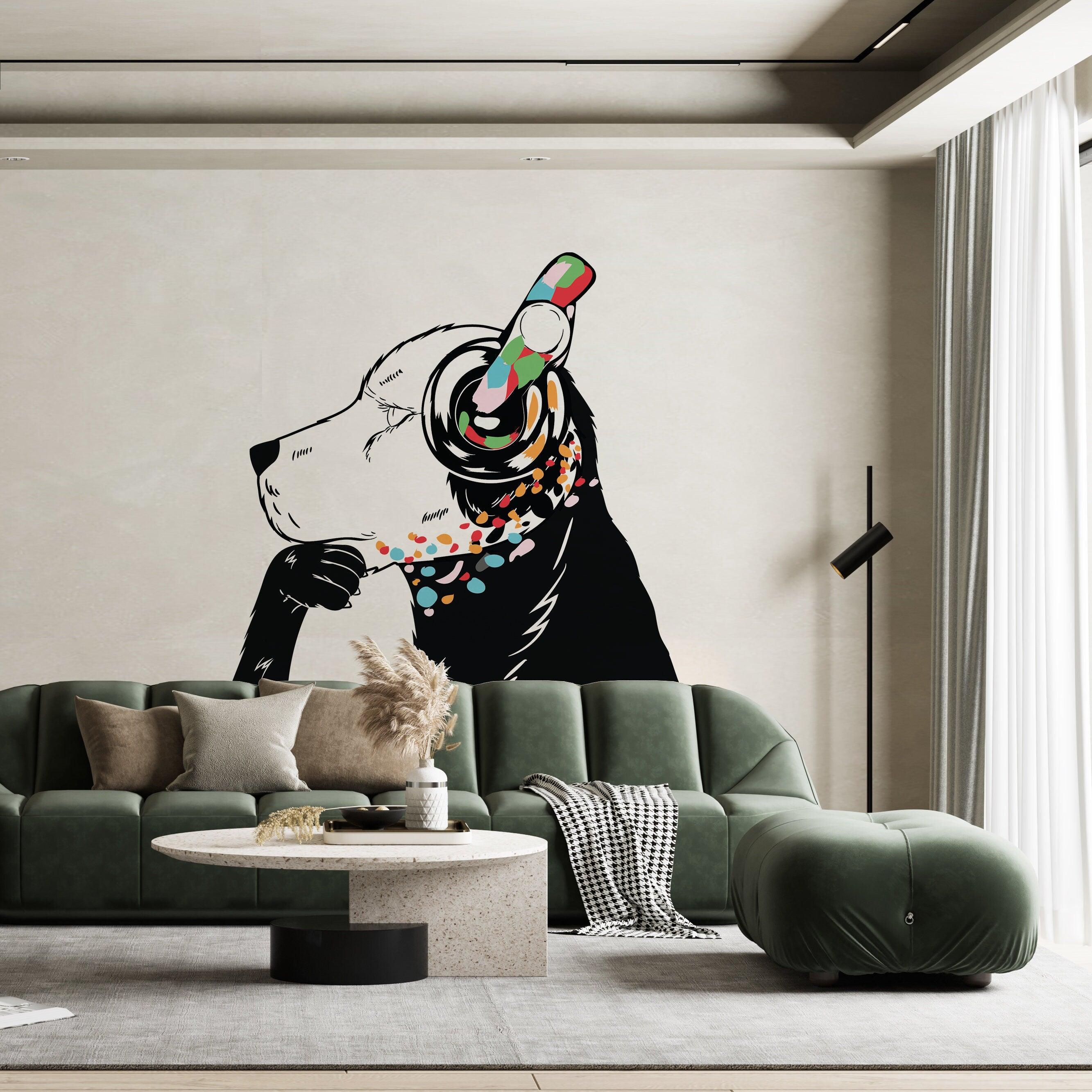 Dog in Headphones Stickers