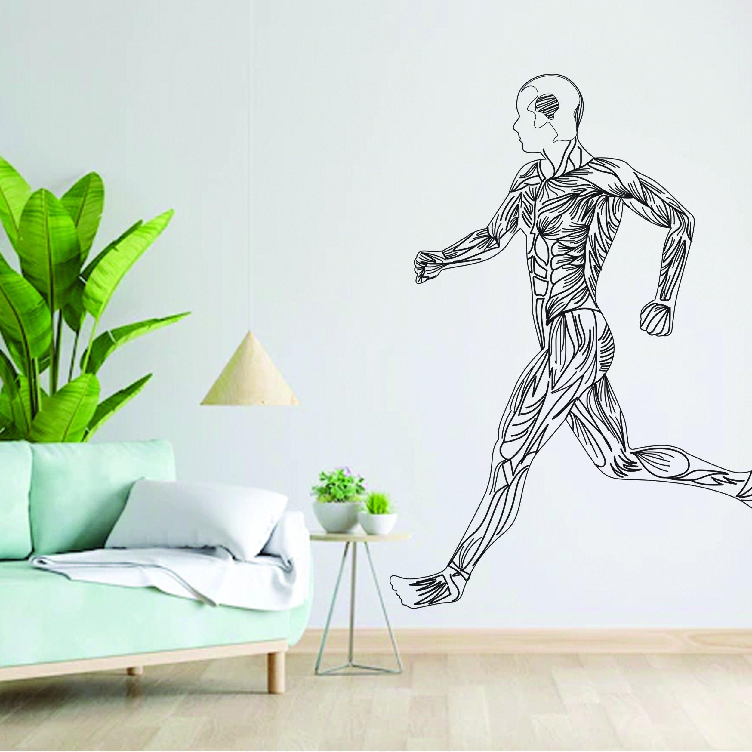 Fitness Wall Sticker, Sleek Silhouette Gym Exercise Decal - Thumbnail 5