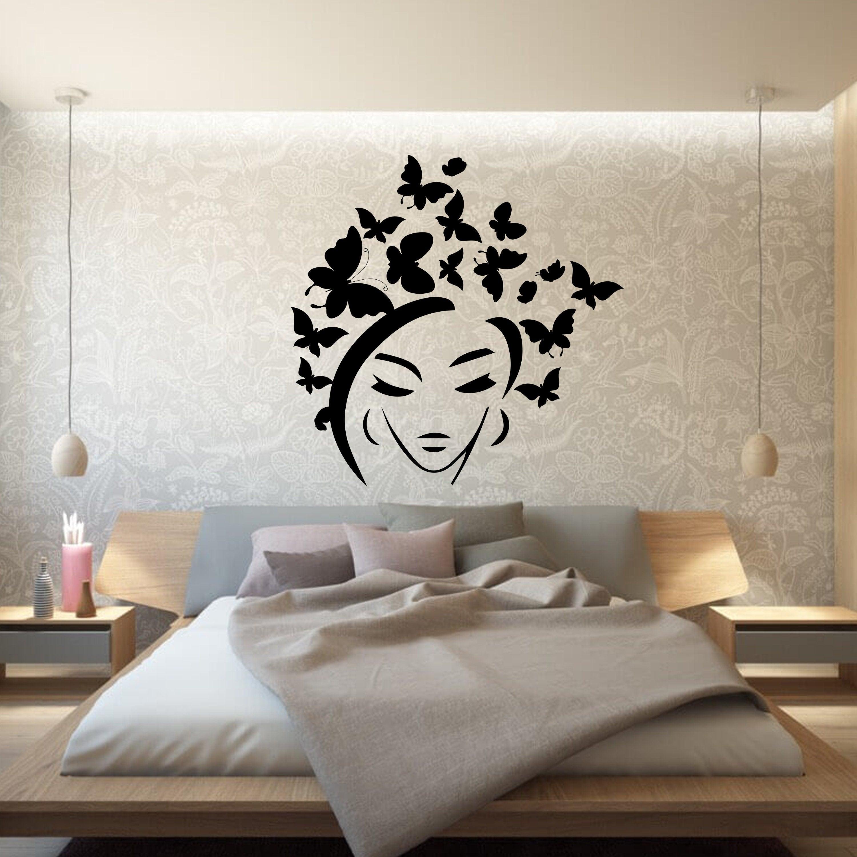 Butterflies Hair Wall Decal - Butterfly Head Art Decor - Thumbnail 2