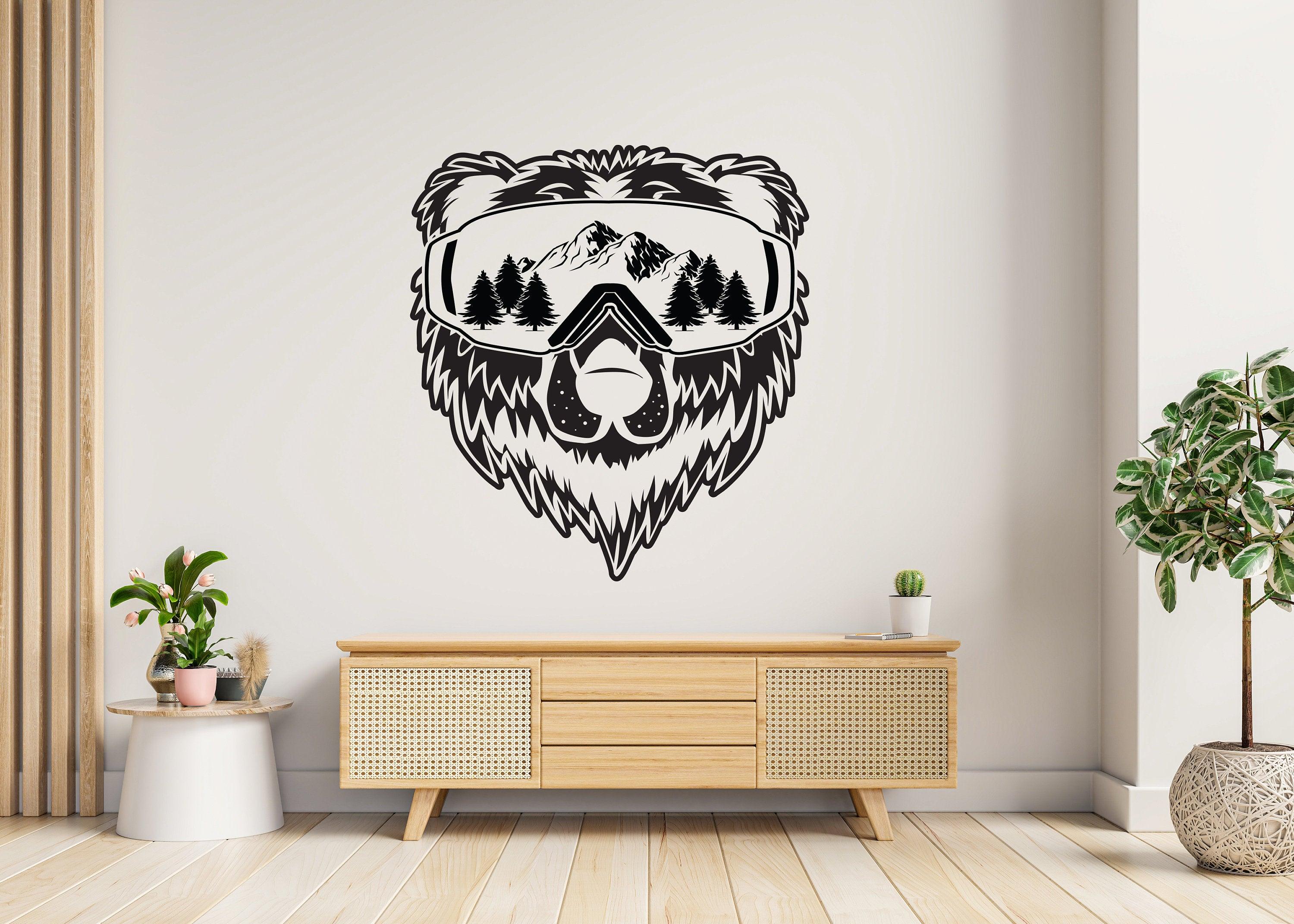 Vinyl Wall Decal - Wyoming State, Bear and Mountains Graphic Art Sticker - Thumbnail 4