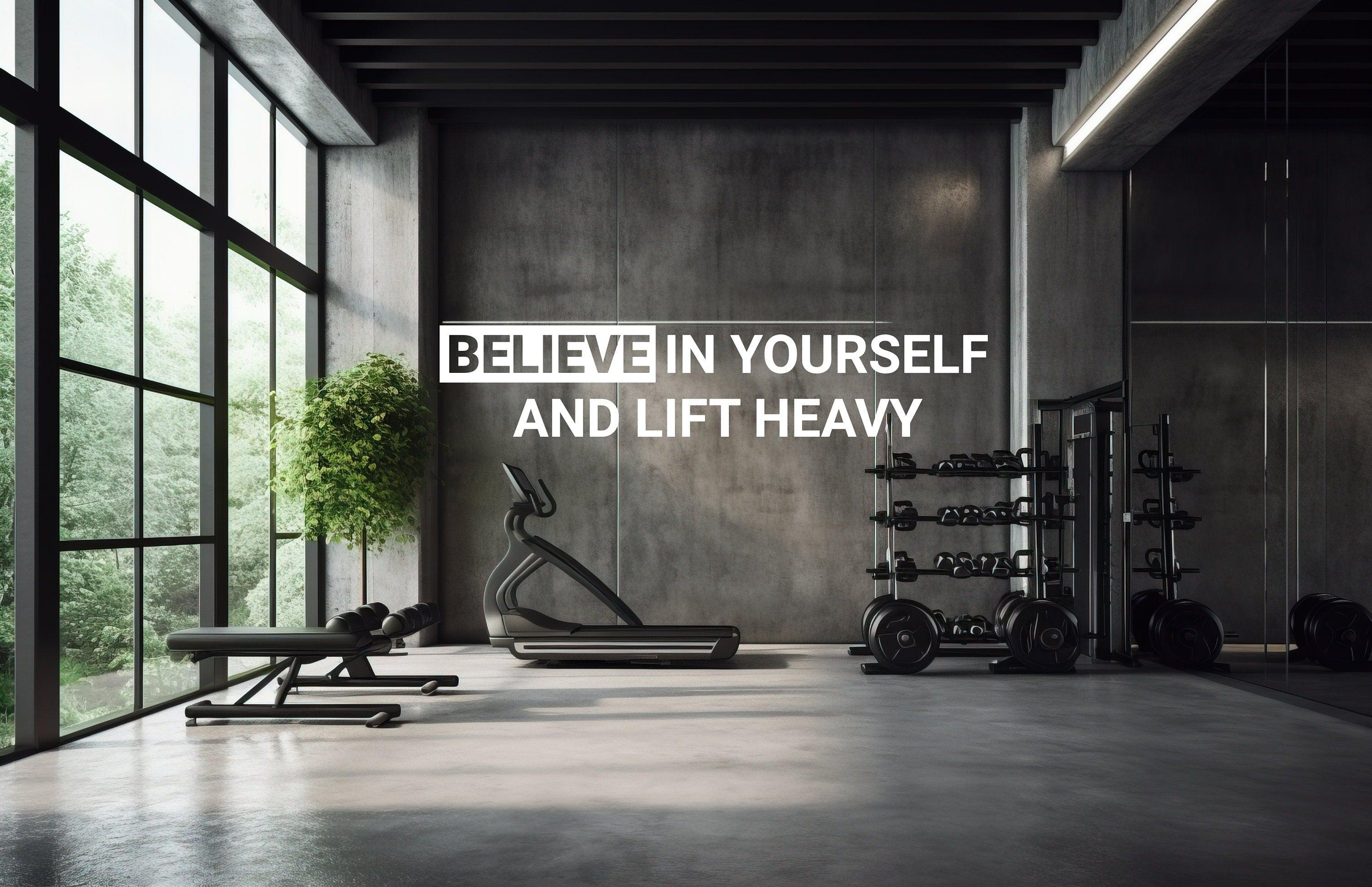Motivational Gym Wall Decal - Believe in Yourself Fitness Workout Motivation Quote Sticker - Thumbnail 3