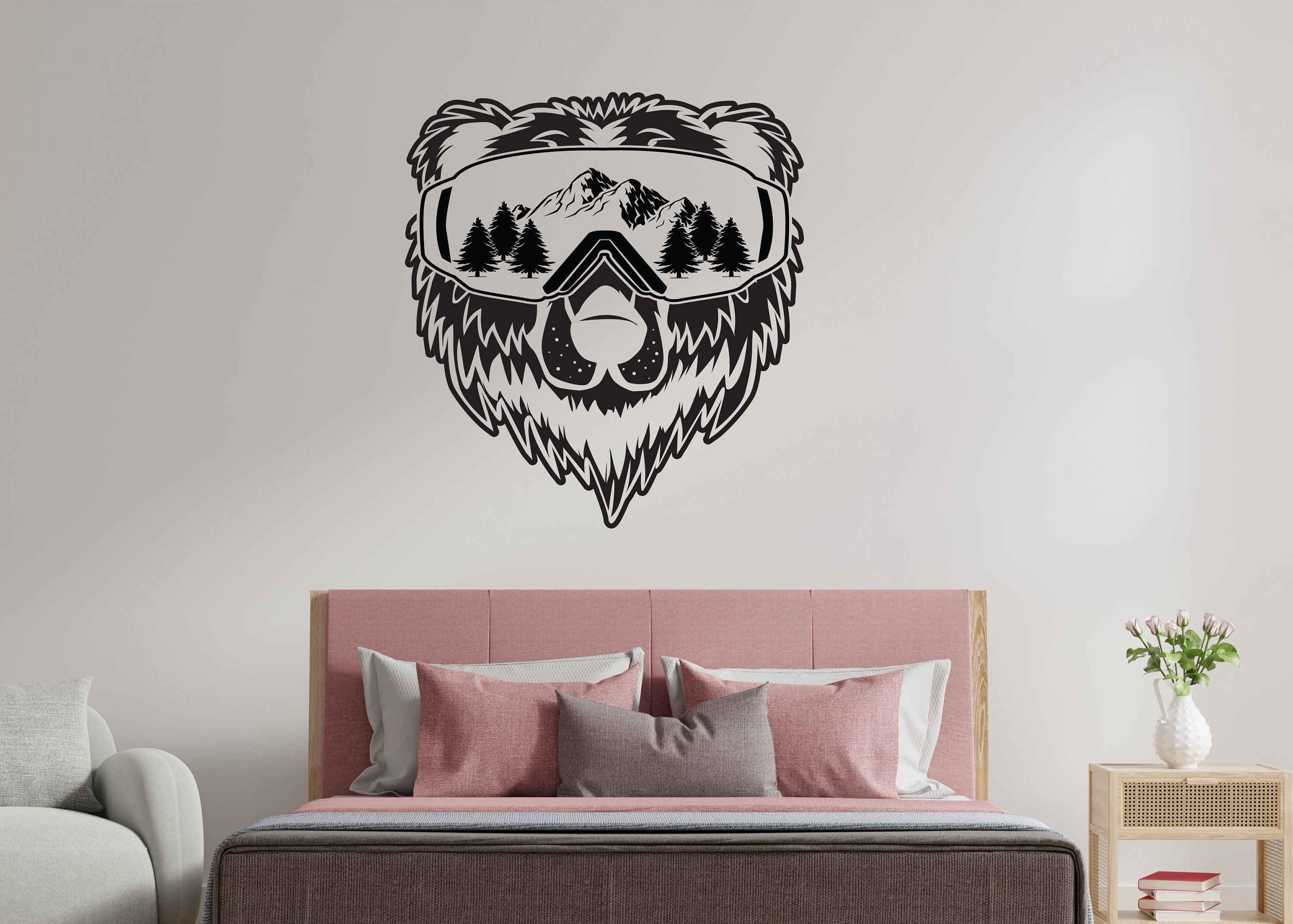 Vinyl Wall Decal - Wyoming State, Bear and Mountains Graphic Art Sticker - Thumbnail 2