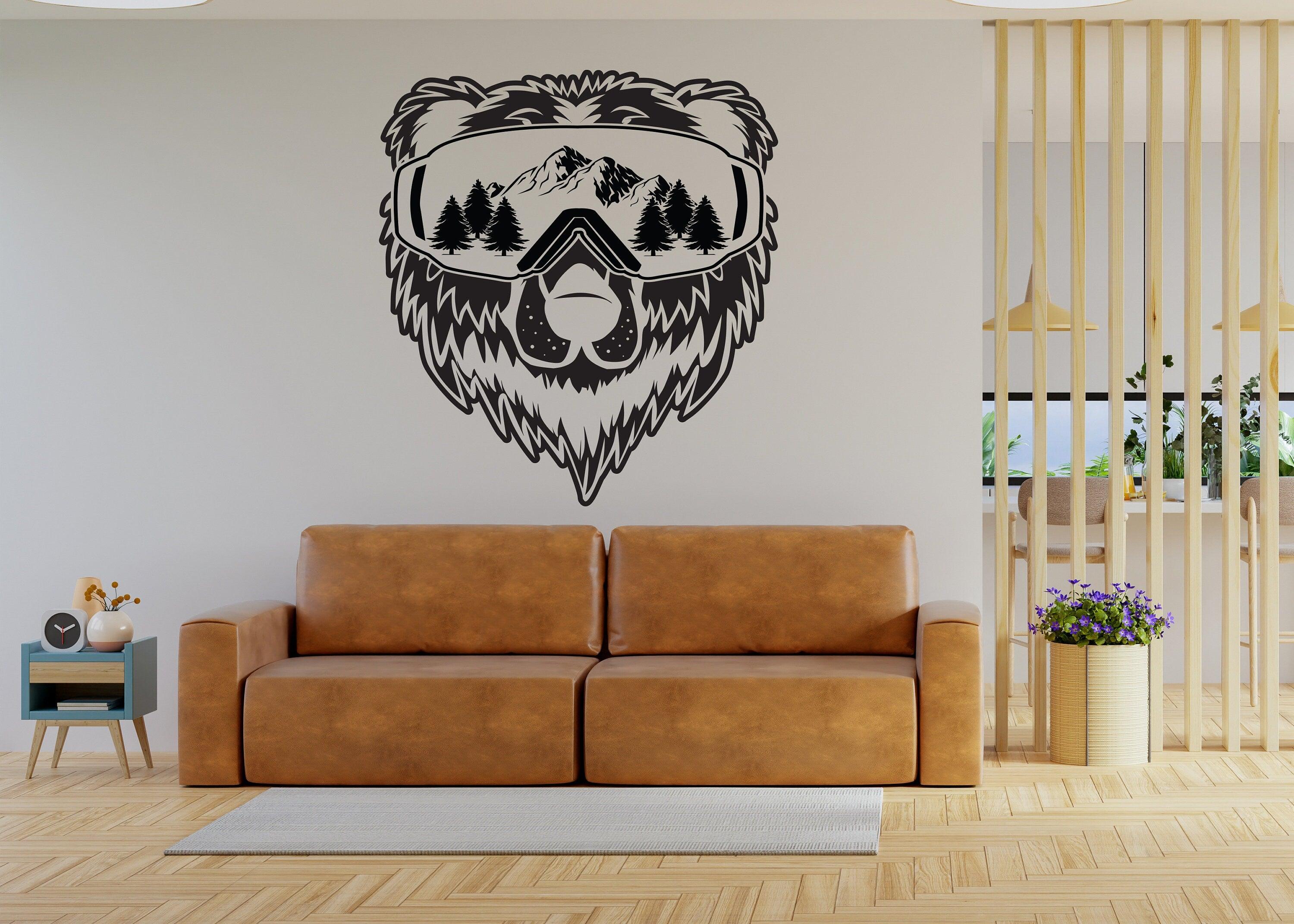 Vinyl Wall Decal - Wyoming State, Bear and Mountains Graphic Art Sticker - Thumbnail 3