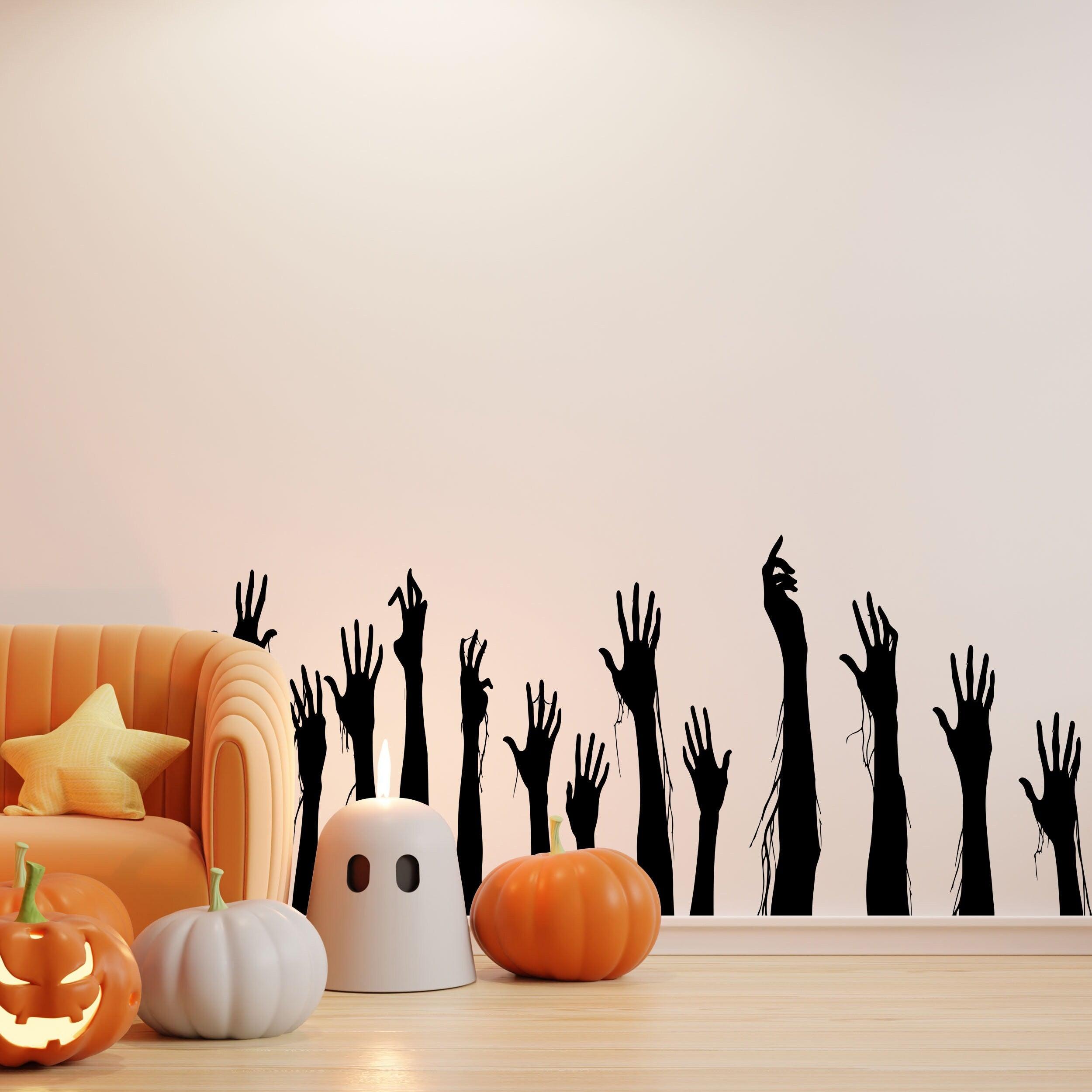 Funny Halloween Window Decals - Zombie Hands & Creepy Ghoul Wall Murals - Thumbnail 4
