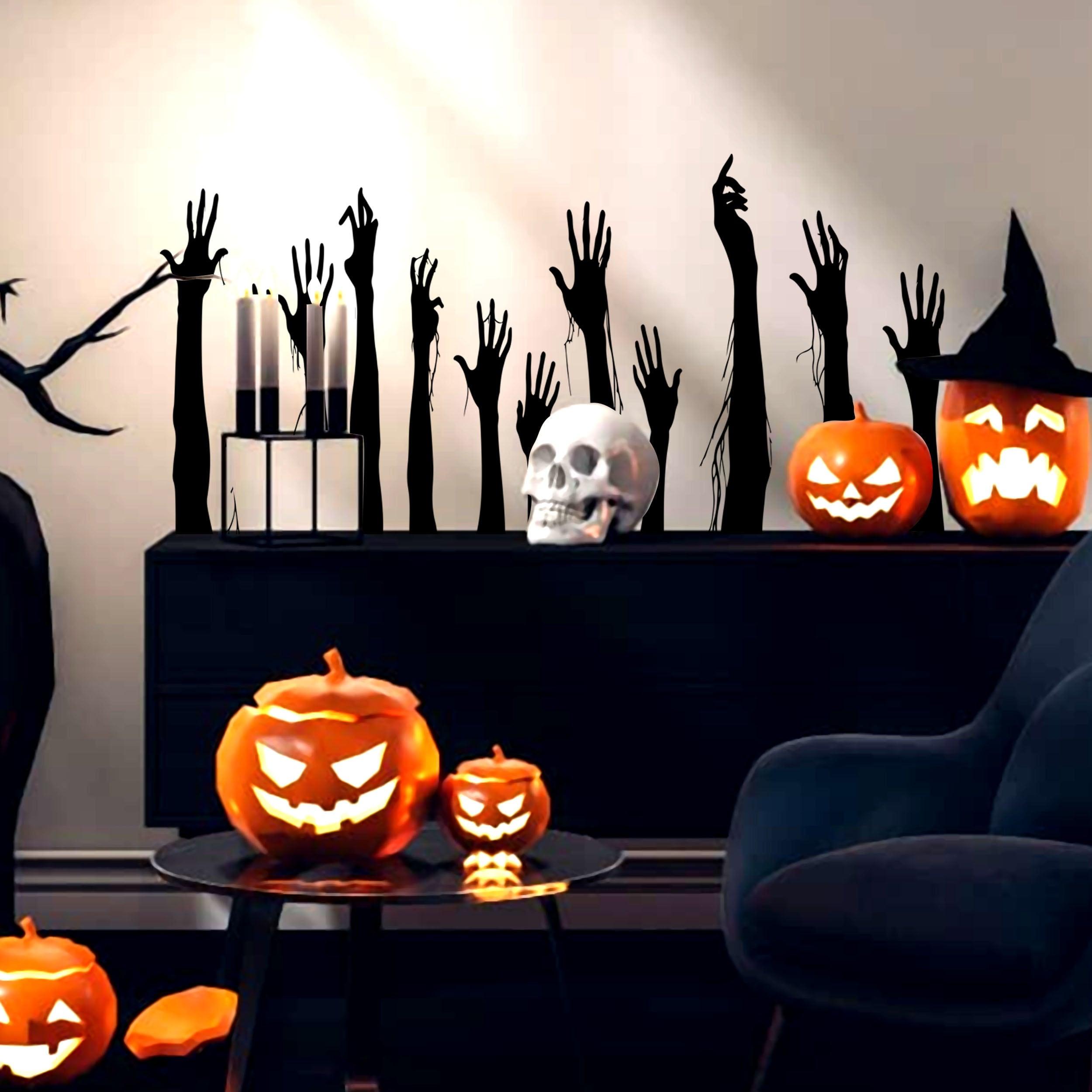 Funny Halloween Window Decals - Zombie Hands & Creepy Ghoul Wall Murals - Thumbnail 5