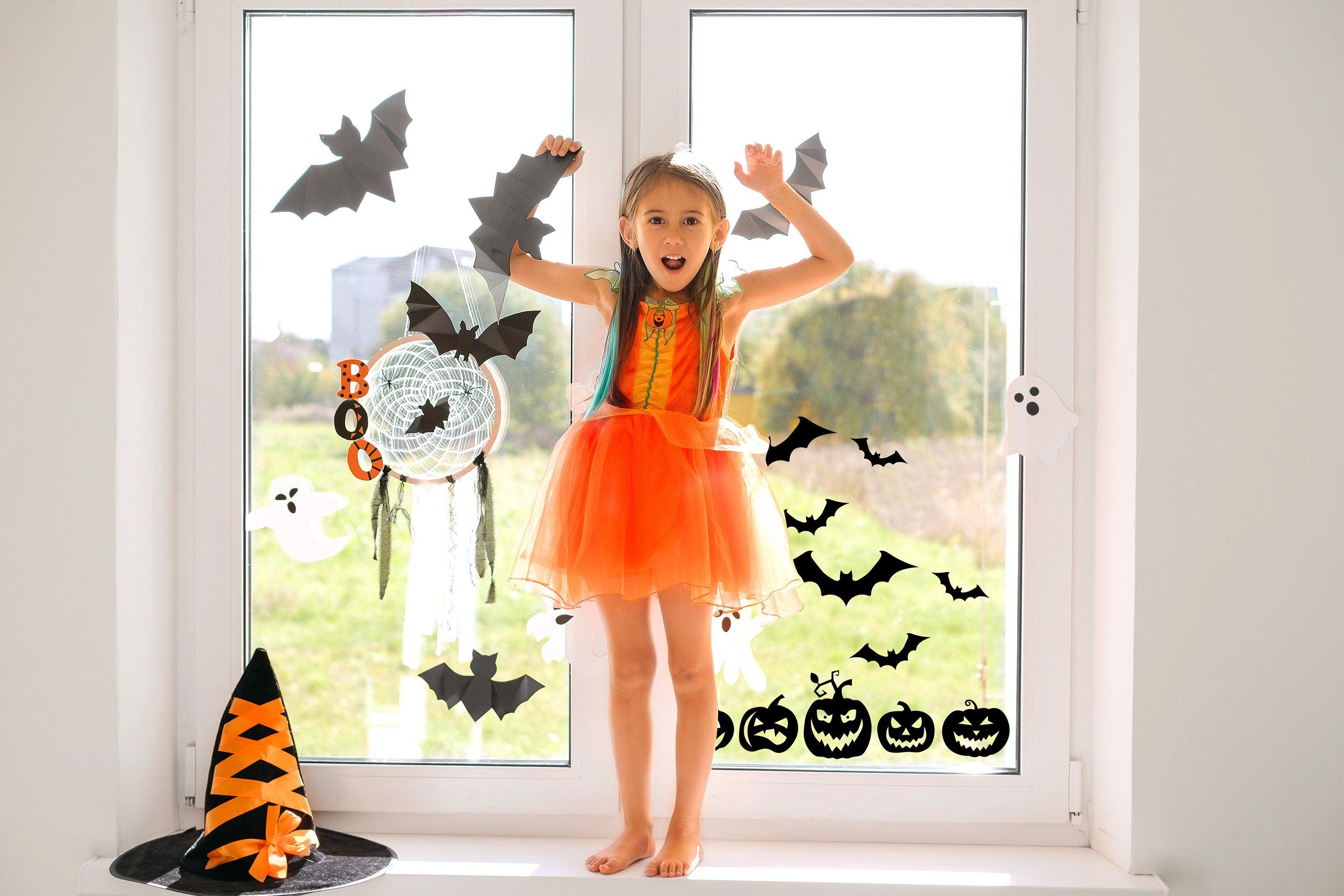 Halloween Window Decals Pack Festive Pumpkins and Bats Display Stickers - Thumbnail 2