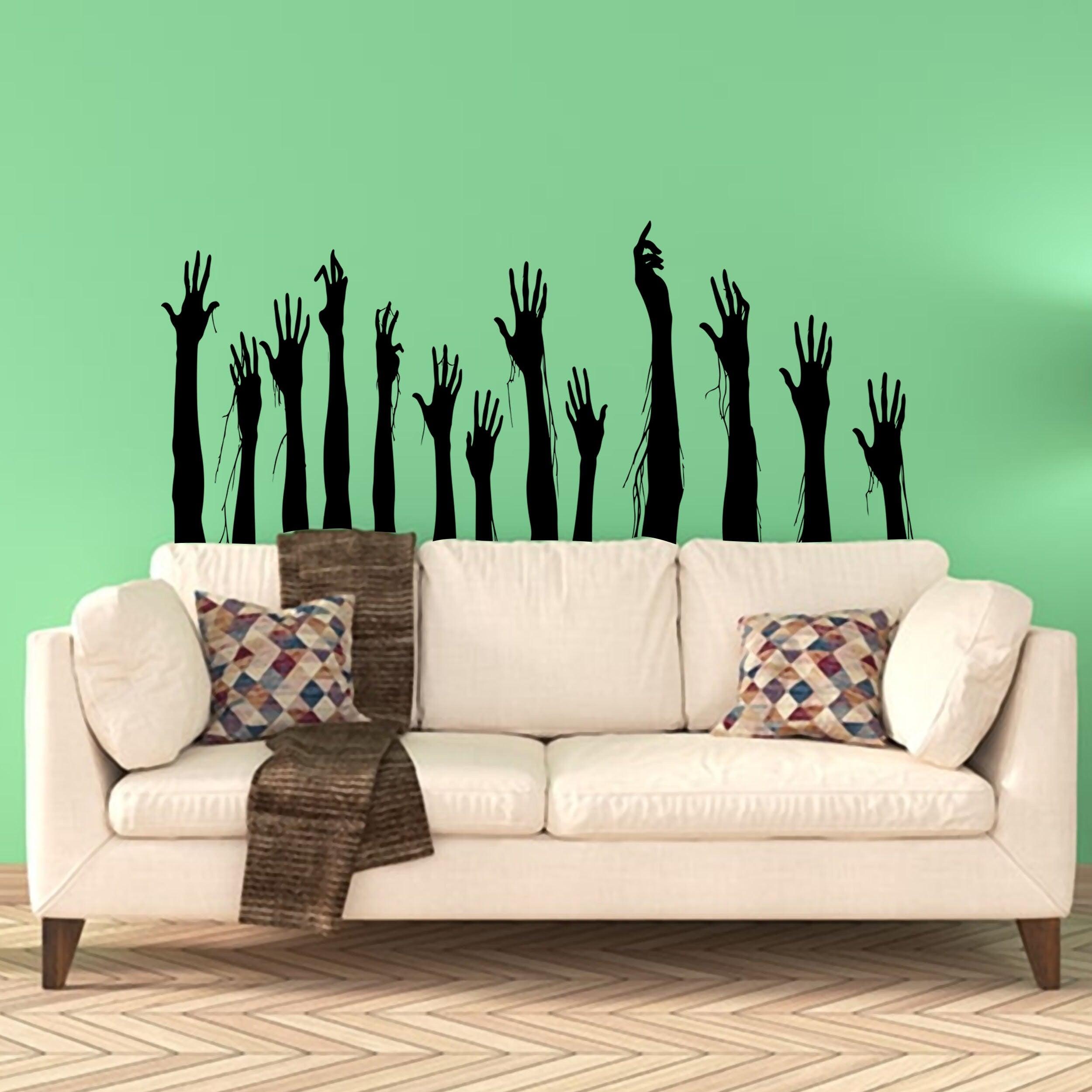 Funny Halloween Window Decals - Zombie Hands & Creepy Ghoul Wall Murals - Thumbnail 2
