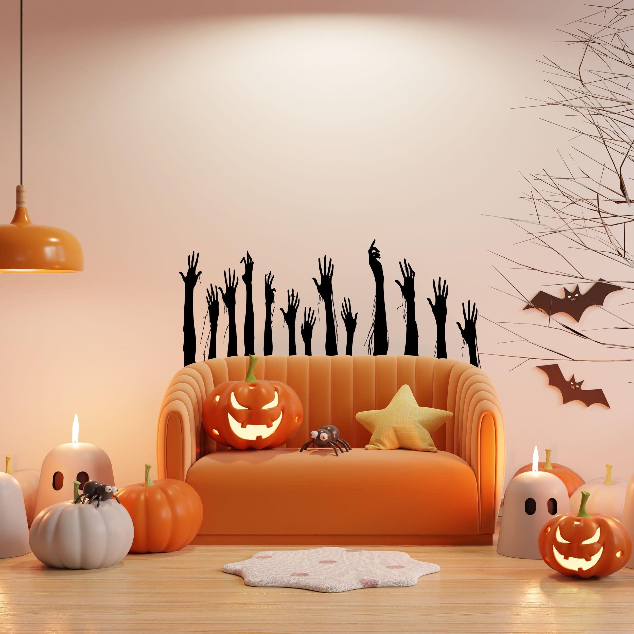 Funny Halloween Window Decals - Zombie Hands & Creepy Ghoul Wall Murals