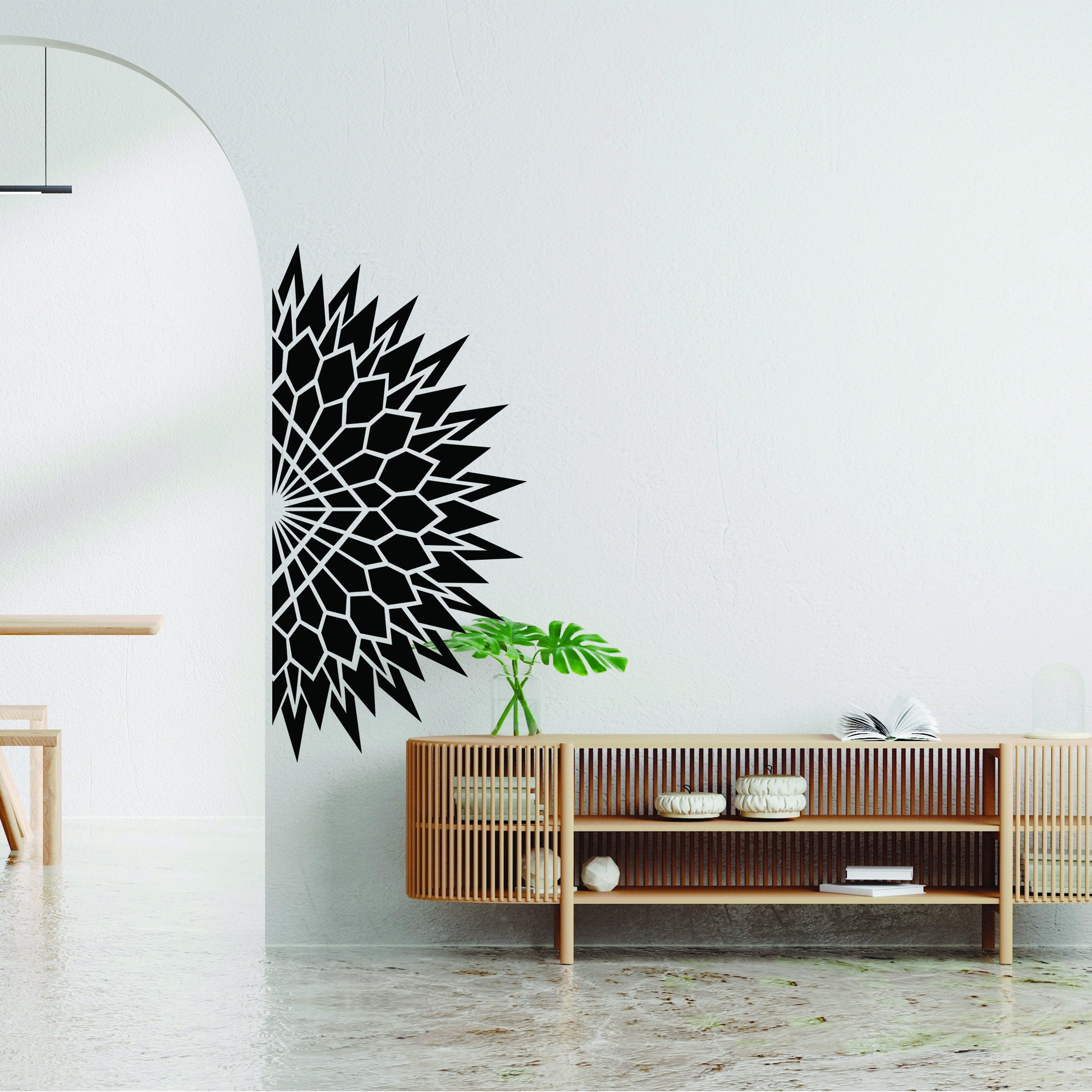 Half Geometric Mandala Wall Corner Decal - Thumbnail 4