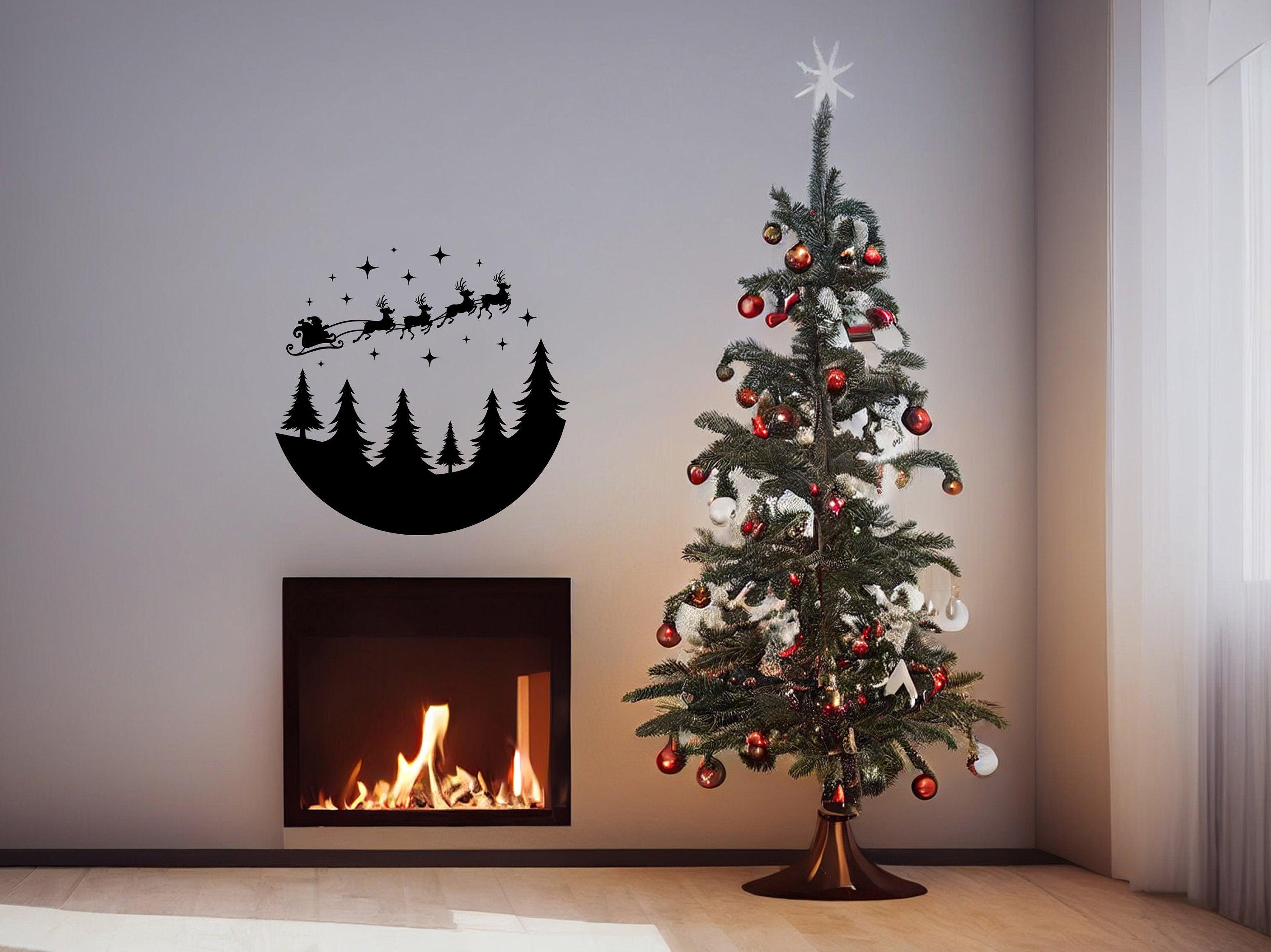 Circular Santa Sleigh and Deers Wall Decal - Thumbnail 2