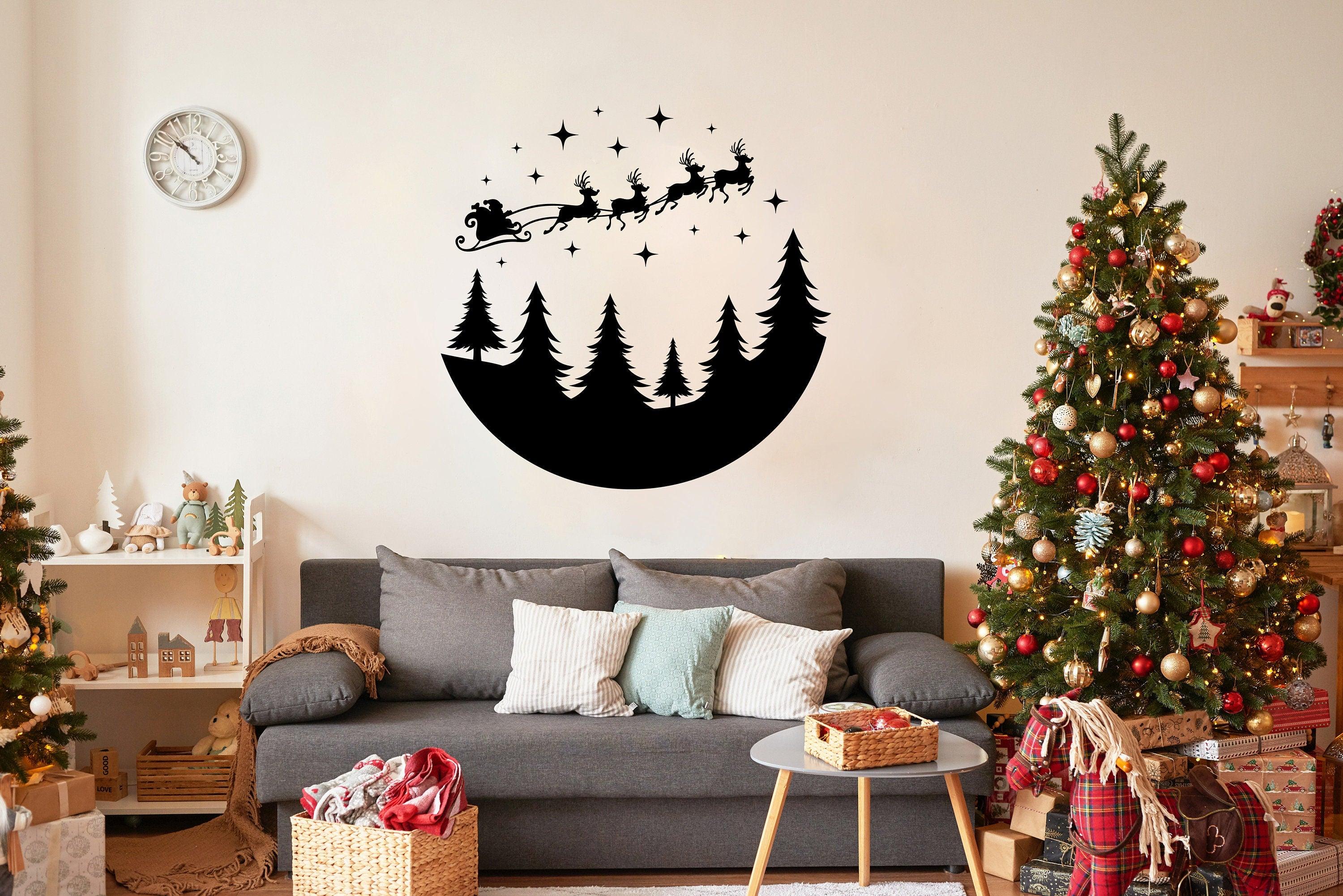Circular Santa Sleigh and Deers Wall Decal