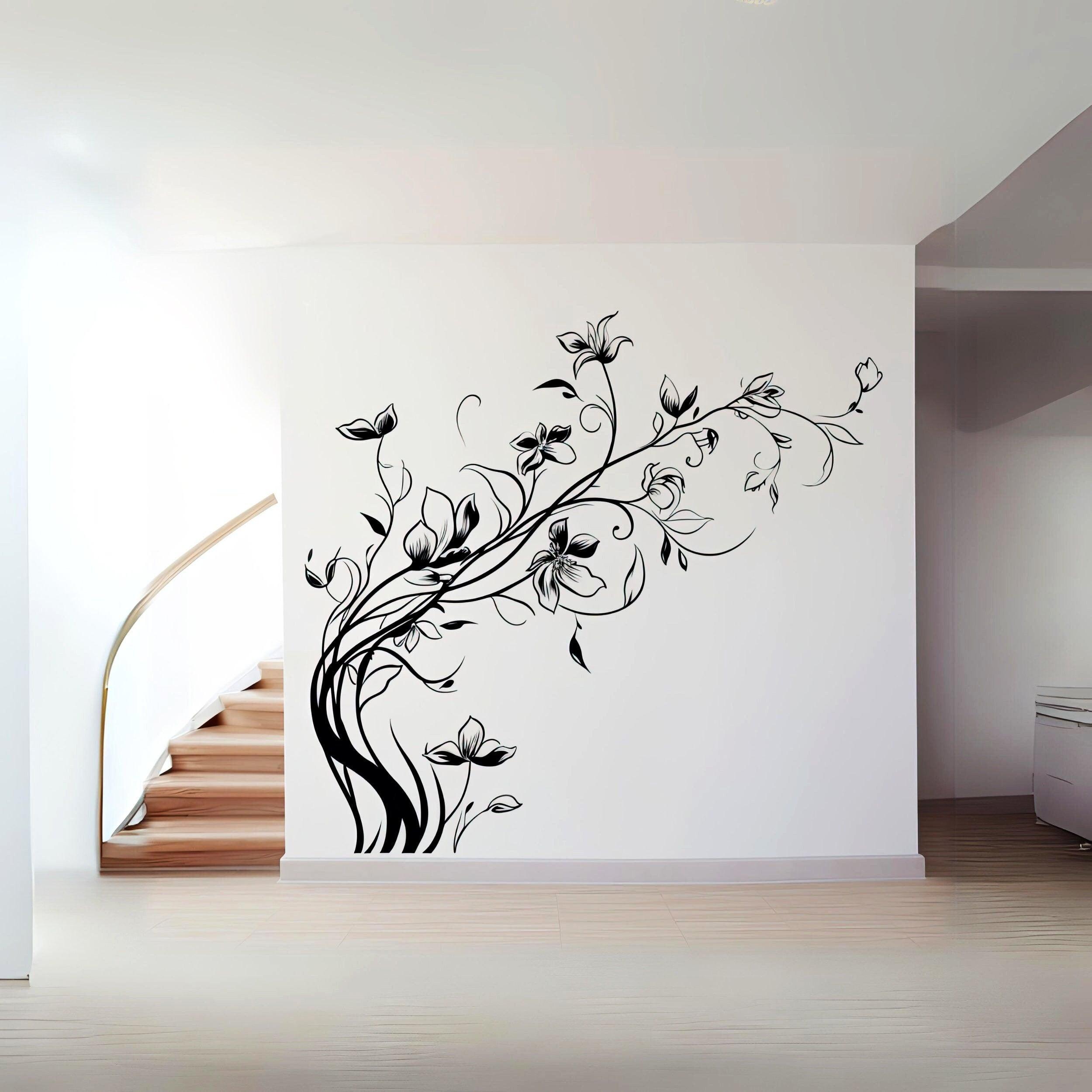 Elegant Flowers Wall Decals - Nature Vinyl Stickers Set
