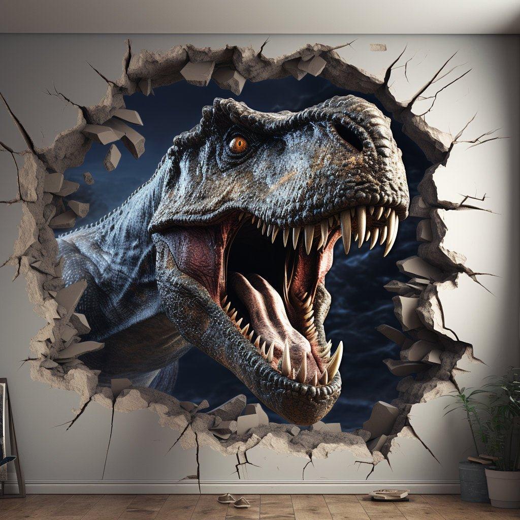 3D Dinosaur Wall Decal Illusion Wall Art Sticker - Thumbnail 3