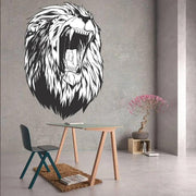 Lion wall decal sticker in modern interior, showcasing majesty theme.