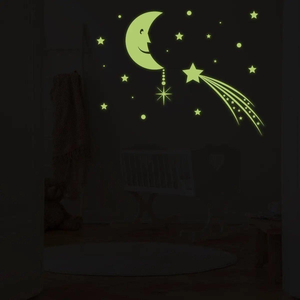 Glowing Moon and Stars Sky Wall Decals - Thumbnail 2