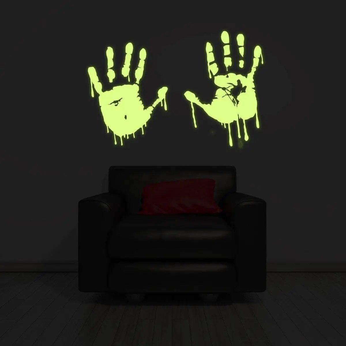 Glow in Dark Bloody Hands Scary Red Vinyl Sticker - Thumbnail 5
