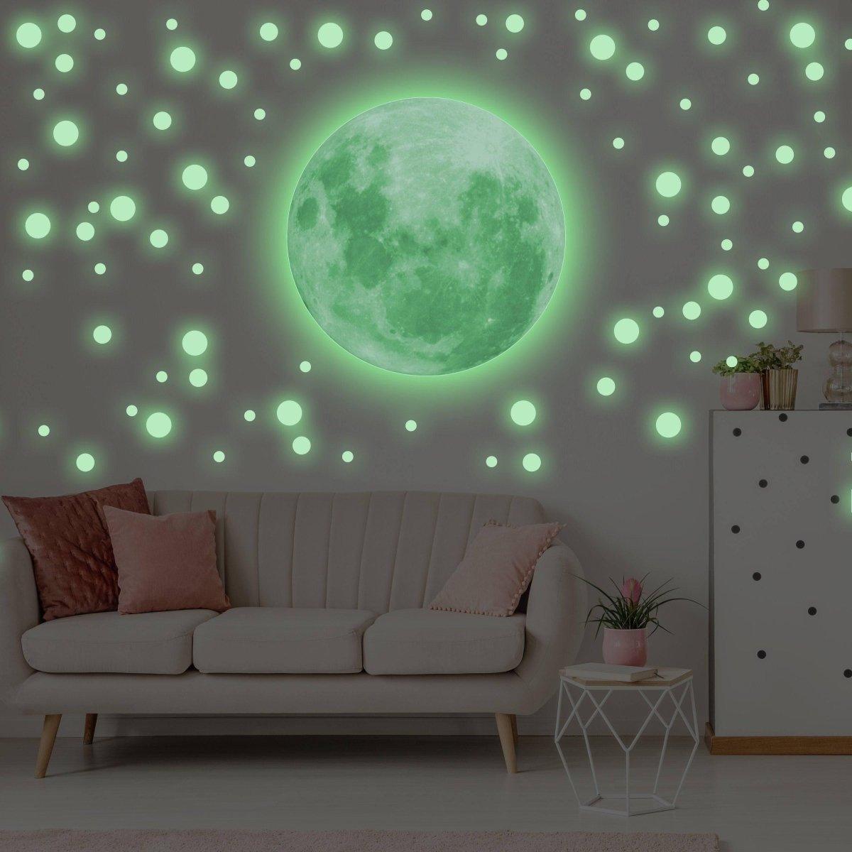 Glow in the Dark Full Moon and Star Wall Sticker